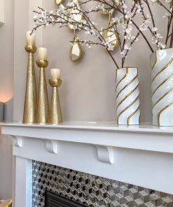 Inspire Me! Home Decor X-Tall Gold Textured Candle Holders (3 Sizes)