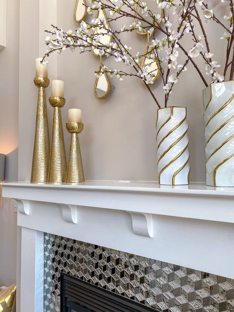 Inspire Me! Home Decor X-Tall Gold Textured Candle Holders (3 Sizes)