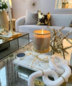 Inspire Me! Home Decor Gold Candle Holder With Leaf Branch Design