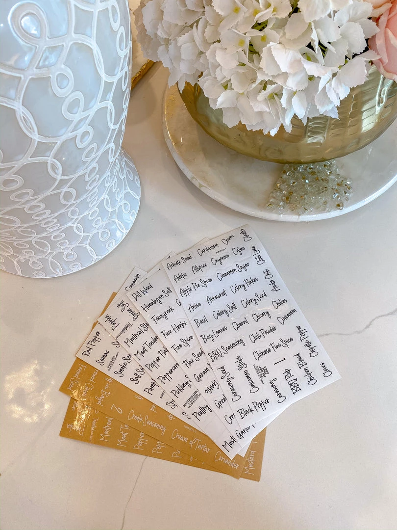 Inspire Me! Home Decor KITCHEN Black And White Script Spice Labels