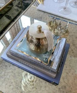 Inspire Me! Home Decor Square Crystal Tray With Gold Edge