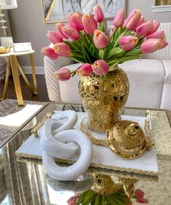 Inspire Me! Home Decor Gold Patterned Mini/Miniature Ginger Jar