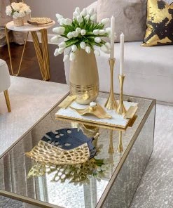 Inspire Me! Home Decor Gold Leaf Tea Light Holder