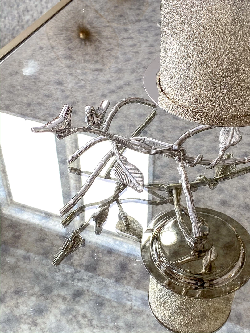 Inspire Me! Home Decor Silver Candle Holder With Leaf Branch Design