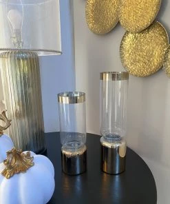 Inspire Me! Home Decor Glass Vase With Gold Rim And Base (2 Sizes)