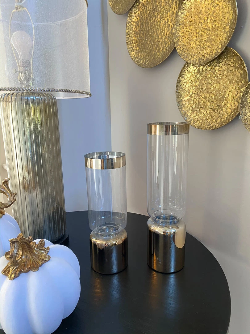 Inspire Me! Home Decor Glass Vase With Gold Rim And Base (2 Sizes)