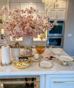 Inspire Me! Home Decor Textured Glass Bowl With White Jeweled Flower Details