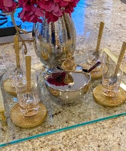 Inspire Me! Home Decor Bowl With Gold Floral Handle