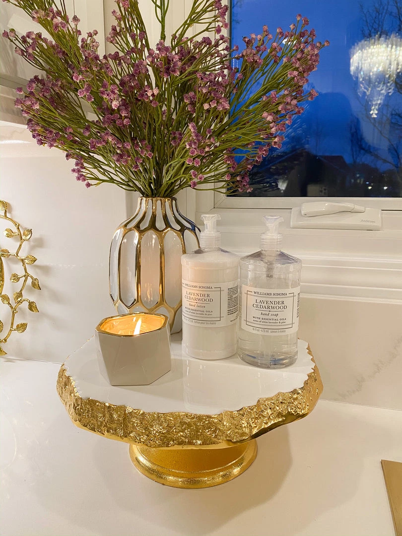 Inspire Me! Home Decor White Enameled Cake Stand With Metallic Edge (2 Colors) KITCHEN