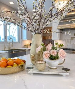 Inspire Me! Home Decor Marble Footed Tray W/ Black Circles