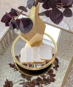 Inspire Me! Home Decor Gold Circle Mirror Tray W/ Circle Feet