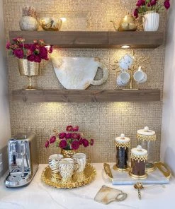 Inspire Me! Home Decor Gold Beaded Canisters W/ Marble Lid (3 Sizes)