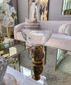 Inspire Me! Home Decor Gold Geode Base Pedestal Bowl