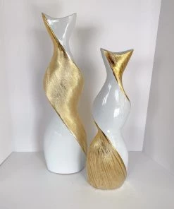 Inspire Me! Home Decor Gold And White Twisted Vase (2 Sizes)