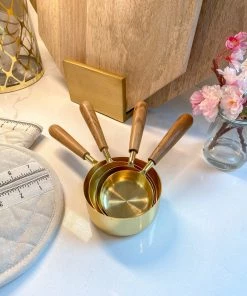 Inspire Me! Home Decor Gold Measuring Cups W/ Wood Handle