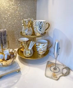 Inspire Me! Home Decor Gold 2-Tiered Metal Cake Stand