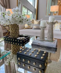 Inspire Me! Home Decor Studded Decorative Wood Trays (4 Colors)