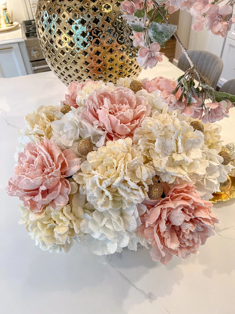 Inspire Me! Home Decor 28" Snow Sprinkled Peony Stem Pink