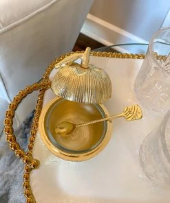 Inspire Me! Home Decor Gold Apple Honey Jar With Spoon
