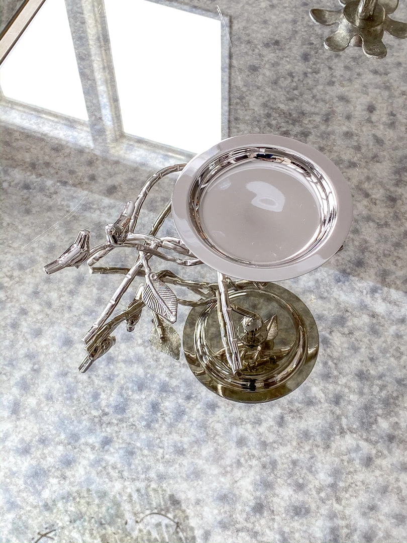 Inspire Me! Home Decor Silver Candle Holder With Leaf Branch Design