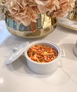 Inspire Me! Home Decor White Ceramic Mini Dish With Lid