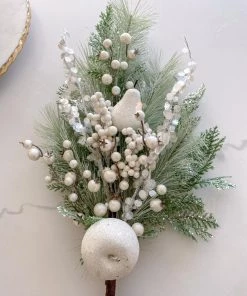 Inspire Me! Home Decor White Pine Spray With Apples & Berries Floral Stems