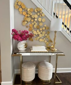 Inspire Me! Home Decor White And Gold Textured Ceramic Vase