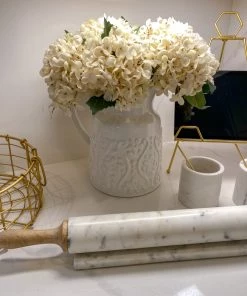 Inspire Me! Home Decor White Floral Detailed Pitcher