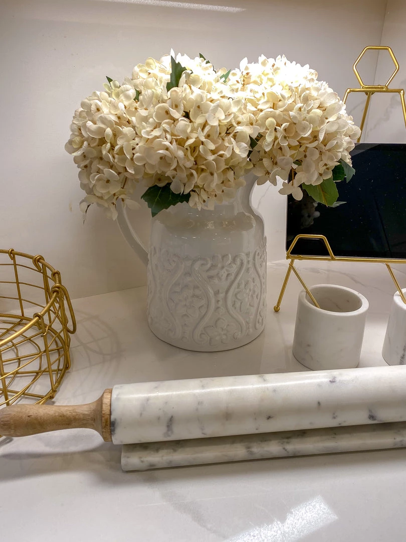 Inspire Me! Home Decor White Floral Detailed Pitcher