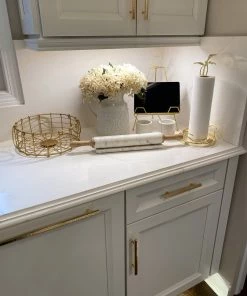 Inspire Me! Home Decor Marble Rolling Pin With Light Wood Handles And Stand