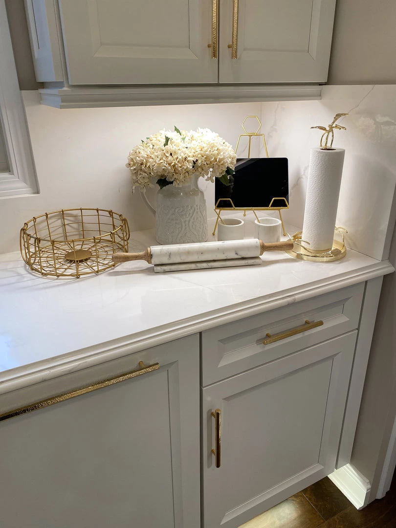 Inspire Me! Home Decor Marble Rolling Pin With Light Wood Handles And Stand