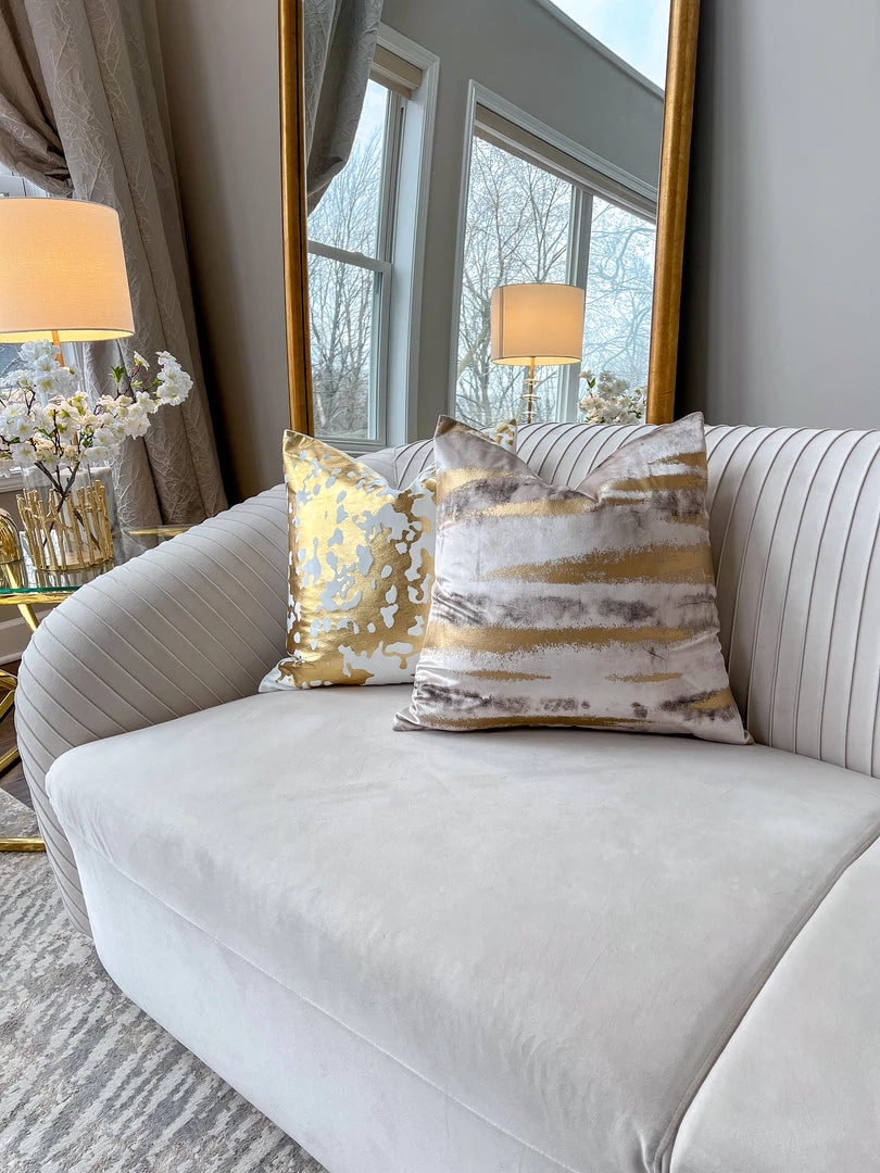 Cloud9d PILLOWS, RUGS, & THROWS Elise Ivory Gold Pillow - 20" X 20"