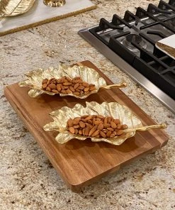 Inspire Me! Home Decor Gold Metal Natural Leaf Dish