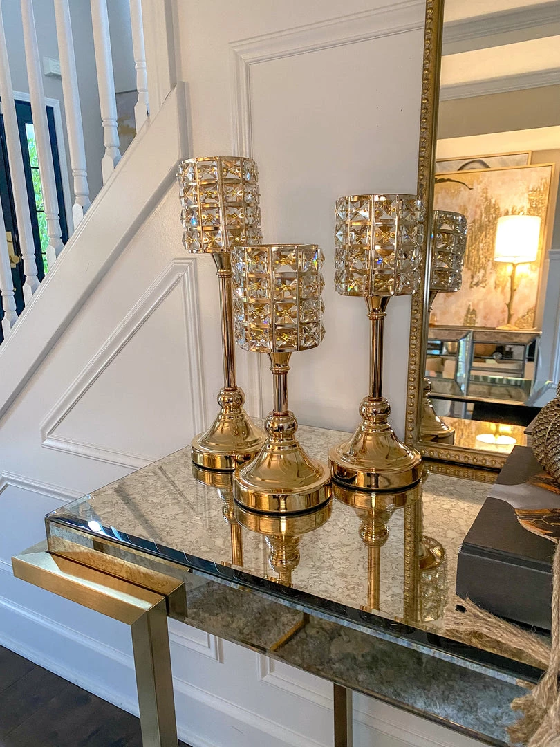 Inspire Me! Home Decor Gold Crystal Candleholders (Set Of 3)