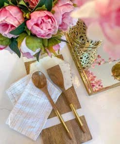 Inspire Me! Home Decor Wood Servers W/ Gold Metal Handles