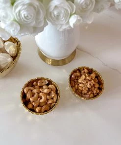 Inspire Me! Home Decor Set Of 2 Gold Hammered Snack Bowls