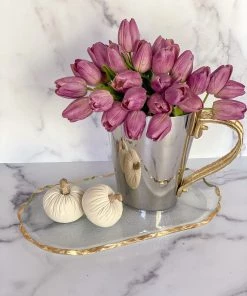 Inspire Me! Home Decor Gold Edge Glass Oval Tray