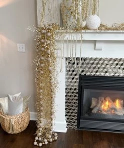 Inspire Me! Home Decor Glittered Ball Garland Silver