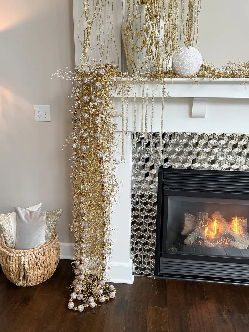 Inspire Me! Home Decor Glittered Ball Garland Silver