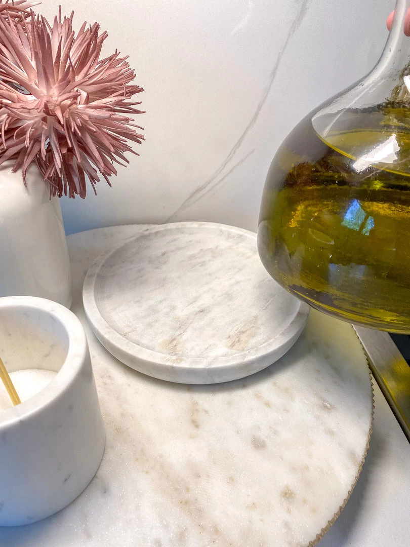 Inspire Me! Home Decor Glass Decanter With Round Marble Topper And Base