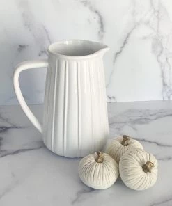 Inspire Me! Home Decor Mini Cream Velvet Decorative Pumpkin