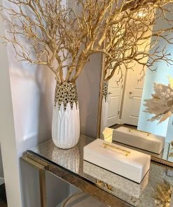 Inspire Me! Home Decor White And Gold Porcelain Vase With Circle Cutout Design (2 Styles)