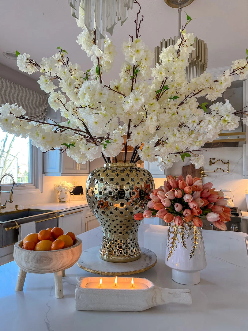 Inspire Me! Home Decor Gold Pierced Patterned Ginger Jar (2 Sizes)