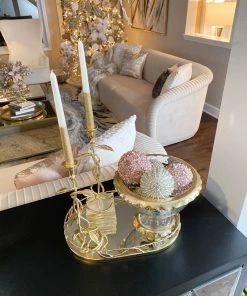 Inspire Me! Home Decor Large Gold Hammered Rim Textured Glass Bowl