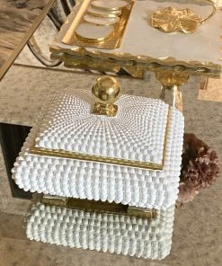 Inspire Me! Home Decor Cream Studded Box W/ Gold Detailing
