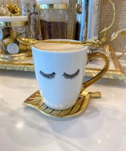 Inspire Me! Home Decor Eyelash Mug W/ Gold Handle