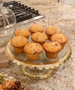 Inspire Me! Home Decor Gold Bordered Glass Cake Stand