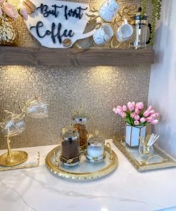 Inspire Me! Home Decor Hammered Glass Canister W/ Gold Leaf Lid (3 Sizes)