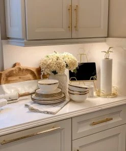 Inspire Me! Home Decor White And Gold Rimmed Porcelain Dinner Set ( 12 Piece Set )