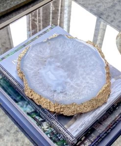 Inspire Me! Home Decor Metallic Gold Edge Agate Trivet